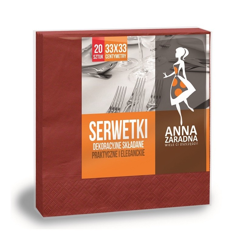 Servetele Anna 33 X 33 cm 3 Straturi, Bordo, 20 Bucati