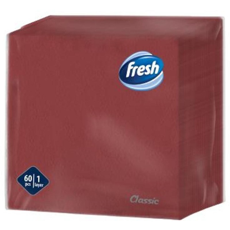 Servetele de Masa Fresh Classic, Bordeaux, 1 Strat, 33 x 33 cm, 60 Bucati