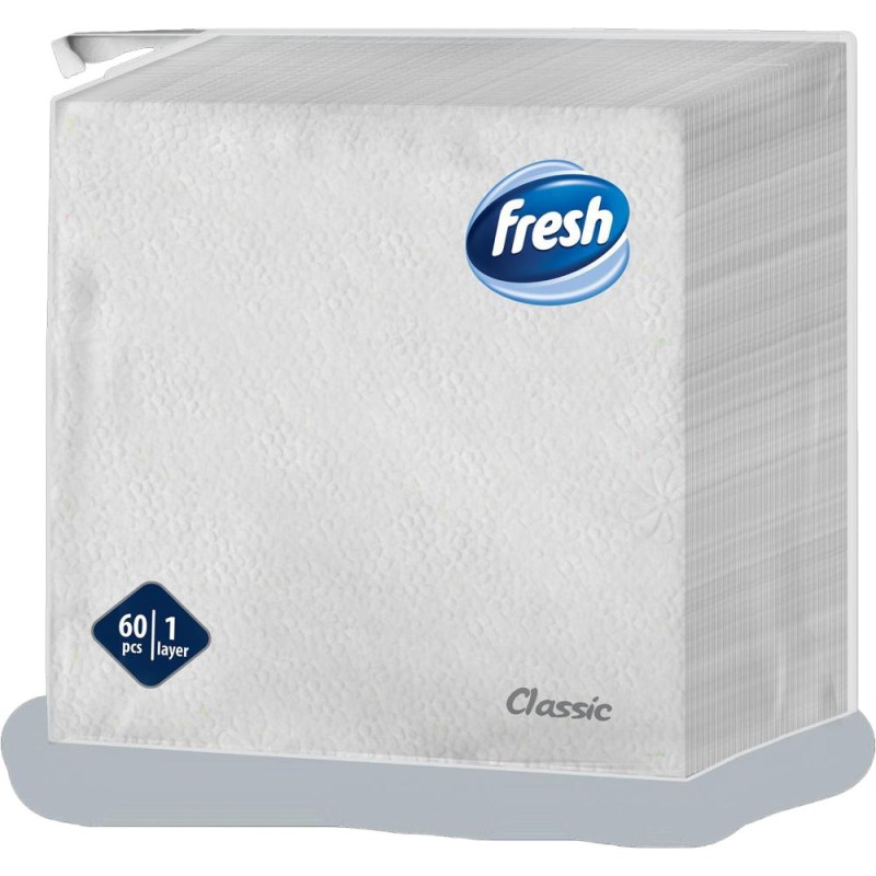Servetele de Masa Fresh White, 33 x 33 cm, 1 Strat, 60 Bucati