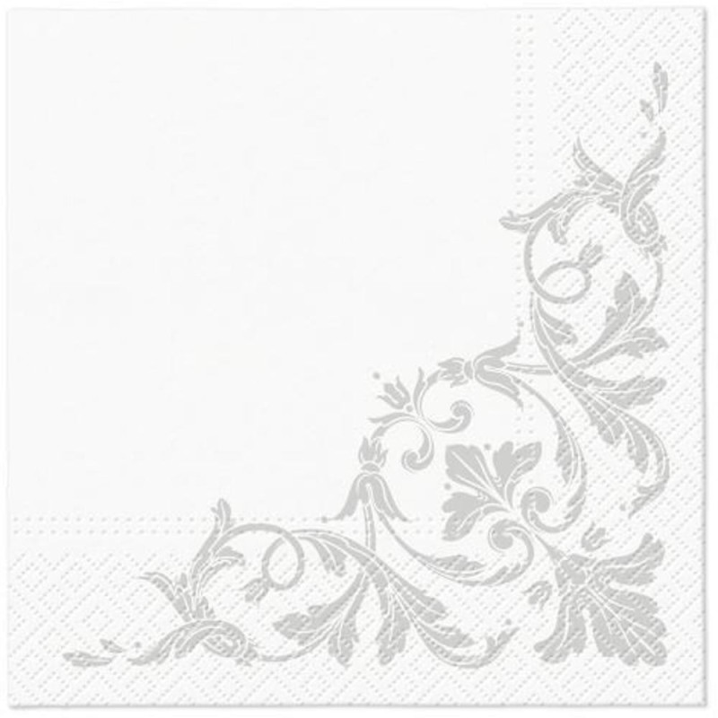 Servetele in 3 Straturi, Frame Motif Silver, 33 x 33 cm, 20 Bucati, Elcadis