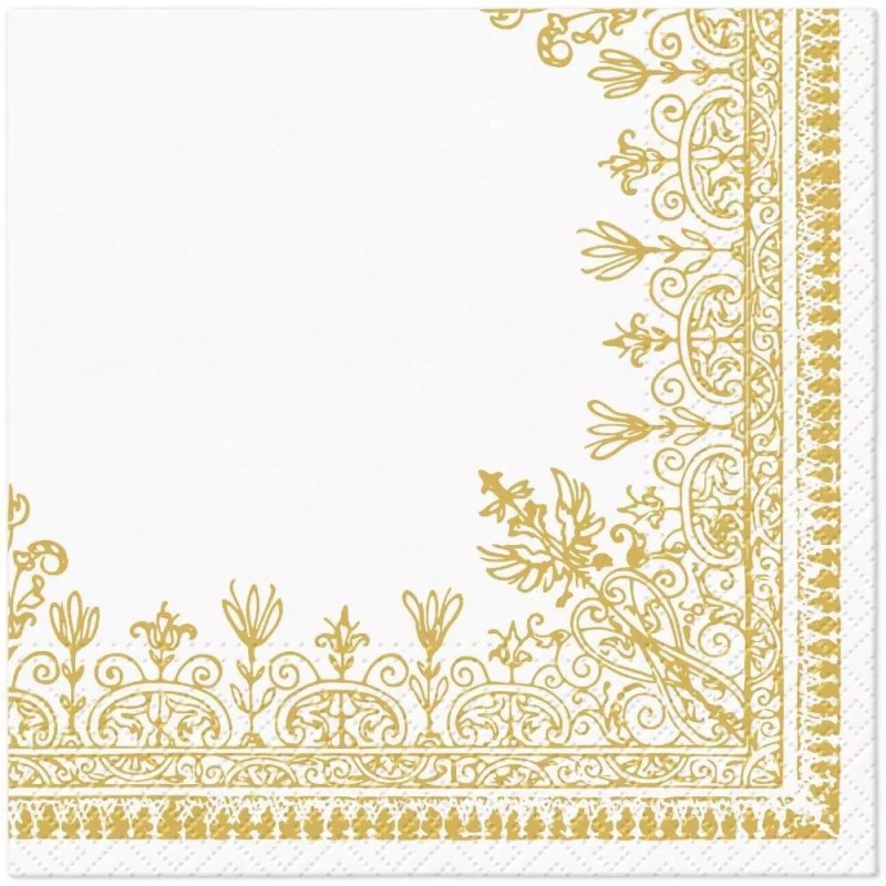 Servetele in 3 Straturi, Frame Ornamental Gold, 33 x 33 cm, 20 Bucati, Elcadis