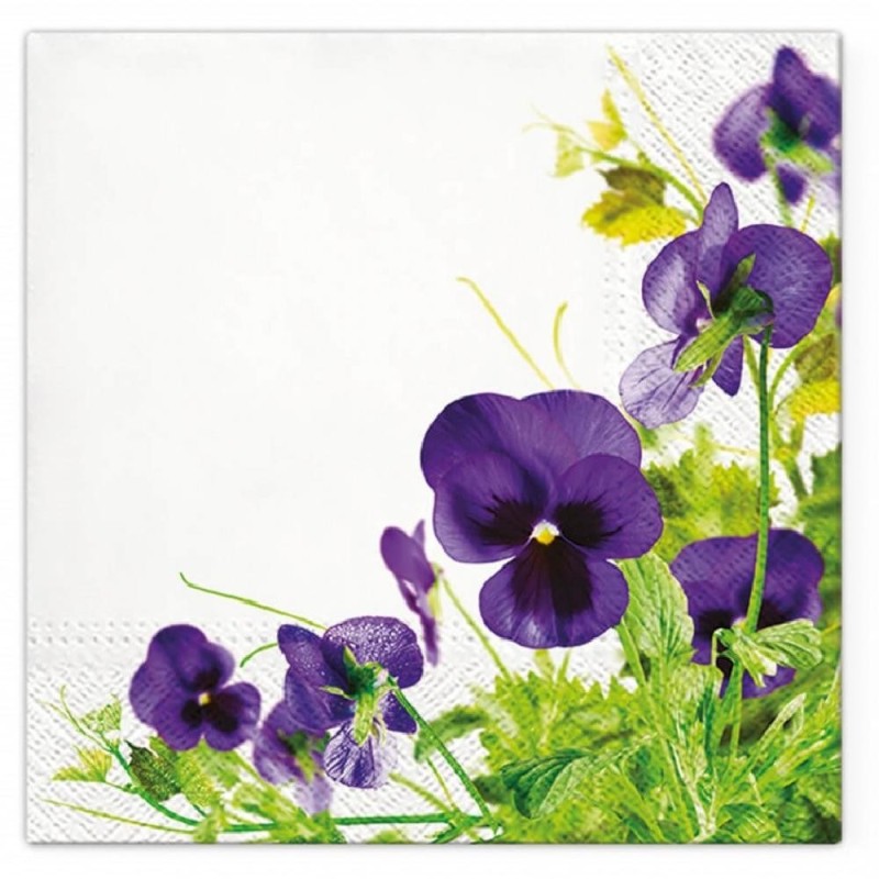 Servetele in 3 Straturi, Pansies Frame, 33 x 33 cm, 20 Bucati, Elcadis