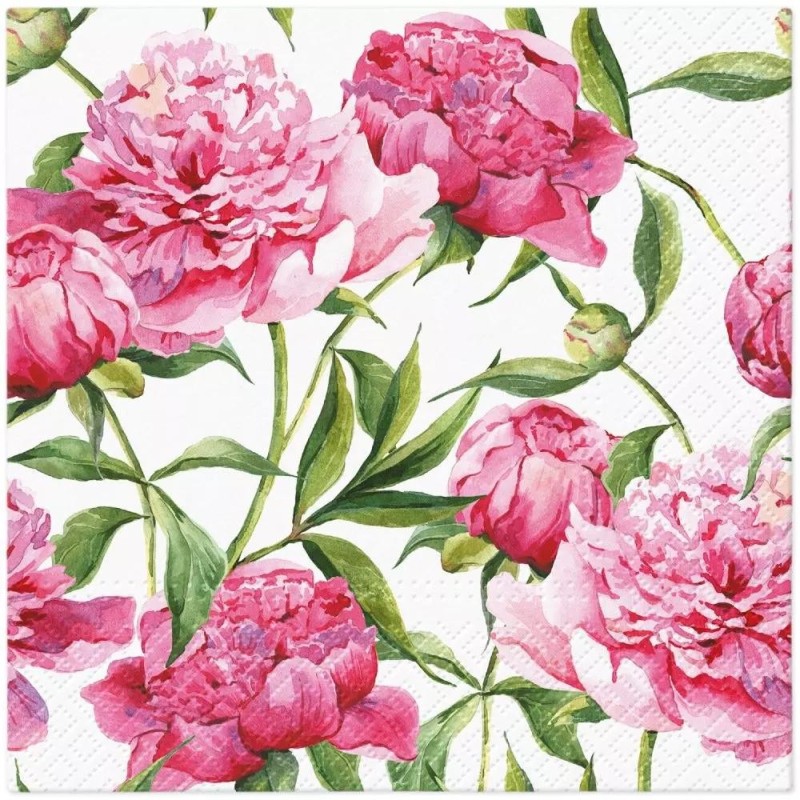 Servetele in 3 Straturi, Pink Peonies, 33 x 33 cm, 20 Bucati, Elcadis