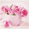 Servetele in 3 Straturi, Roses in A Cup, 33 x 33 cm, 20 Bucati, Elcadis