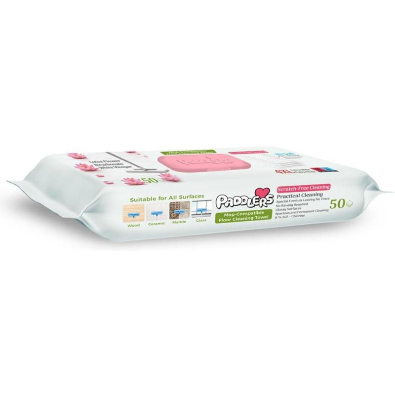Servetele Umede cu Bicarbonat, pentru Pardoseli si Mop, Paddlers Lotus Flower, 50 Bucati