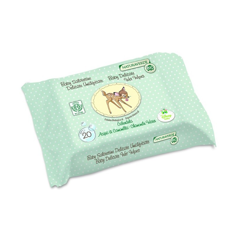 Servetele Umede Delicate Bambi Disney, Naturaverde Bio, 20 Bucati