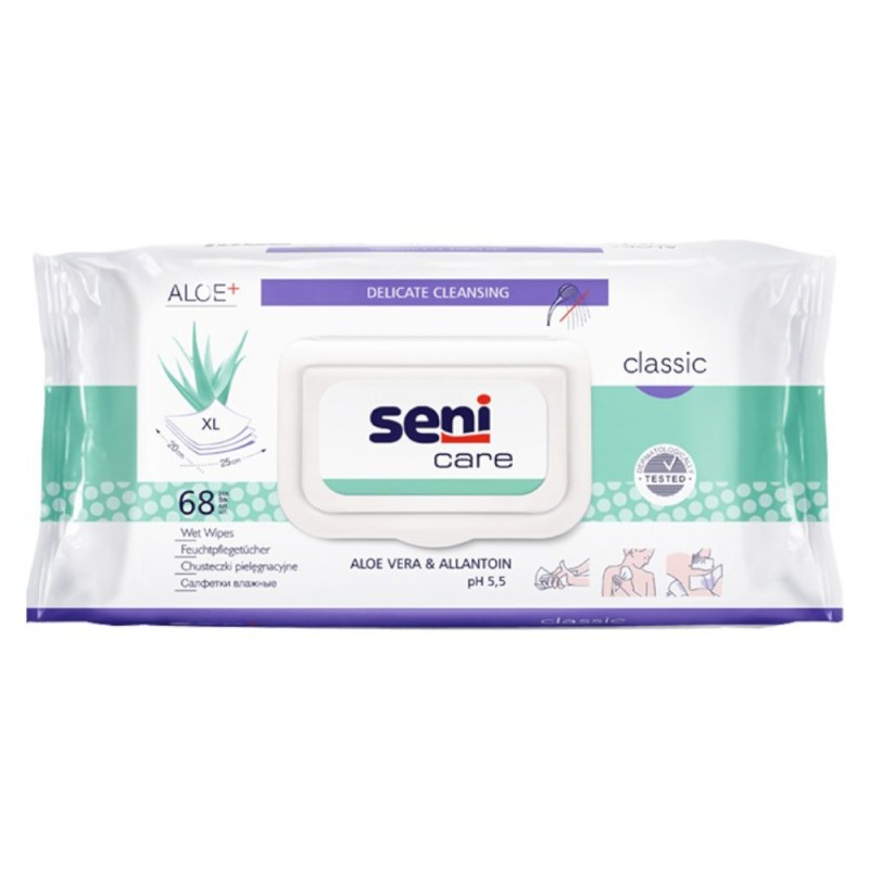 Servetele Umede Igienice Incontinenta cu Capac Seni Care Aloe Vera si Alantoina, 68 Bucati