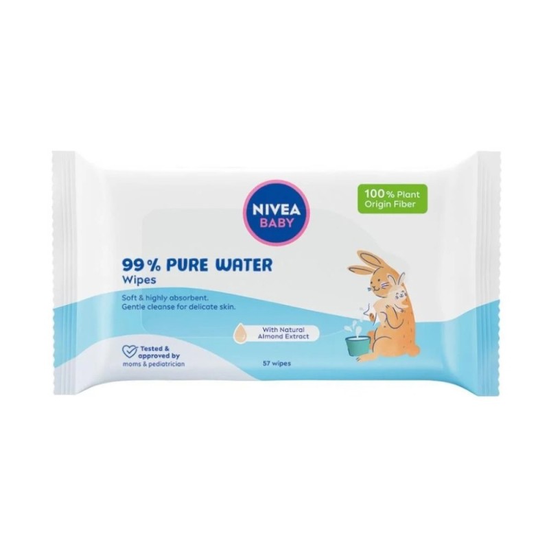 Servetele Umede pentru Bebelusi Nivea Baby Aqua Pure Water, 57 Bucati