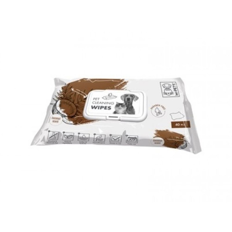 Servetele Umede pentru Caini si Pisici cu Aroma de Cocos, M-Pets, 15 x 20 cm