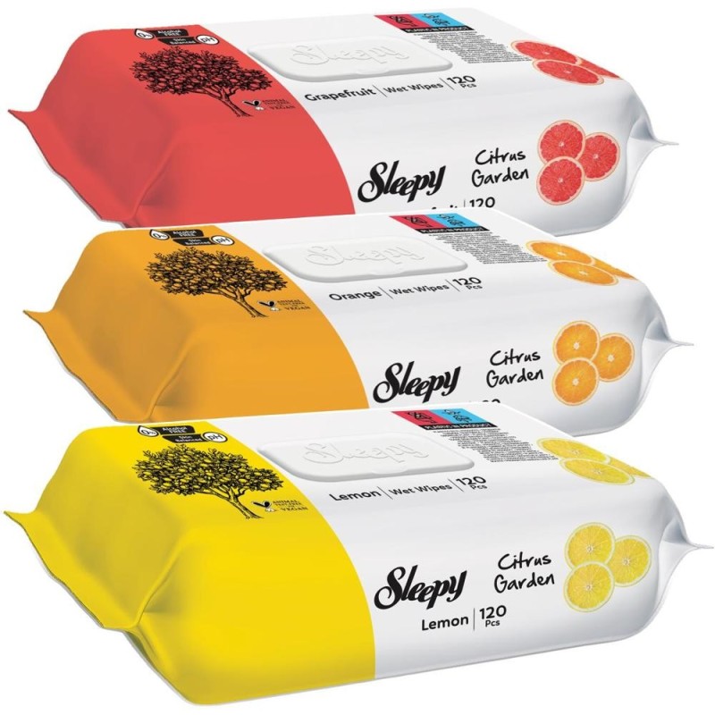 Servetele Umede Sleepy, Citrus Garden, 3 x 120 Bucati