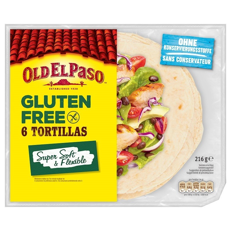 Set 10 x 6 Tortillas Lipie fara Gluten Old El Paso, 216 g