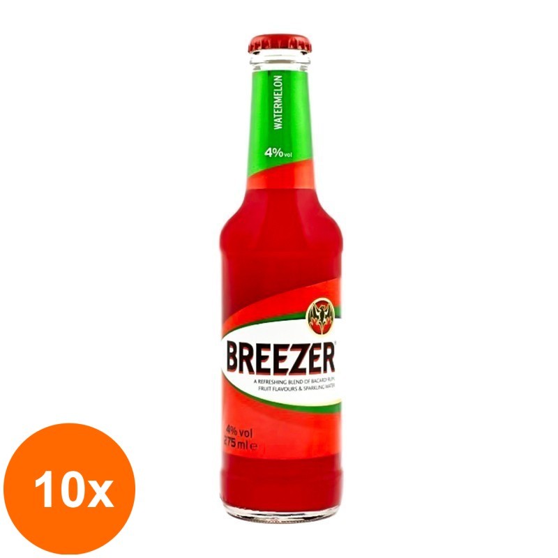 Set 10 x Bacardi Breezer Tropical Watermelon 4% 275 ml