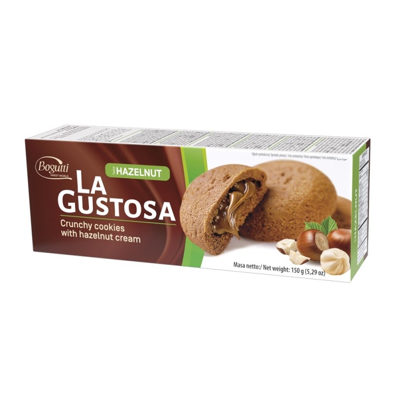 Set 10 x Biscuiti Crocanti La Gustosa, Bogutti, cu Crema de Alune, 150 g