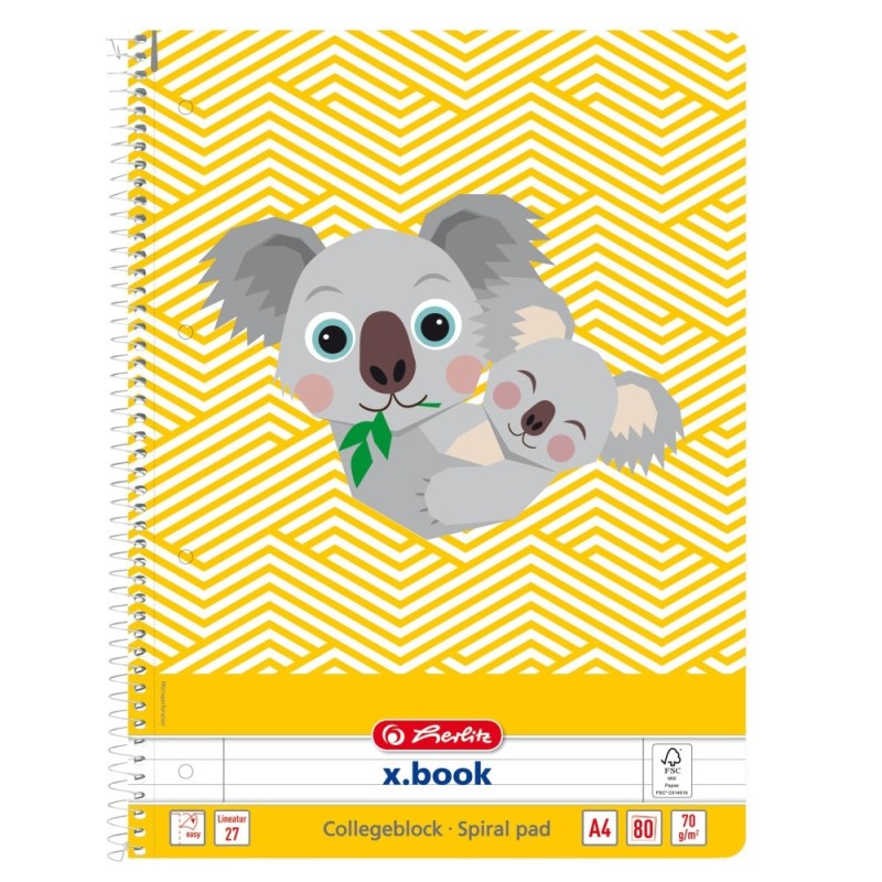 Set 10 x Caiet A4, 80 File, Spirala Dictando, Cute Animals, Motiv Koala