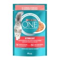 Set 10 x Hrana Umeda pentru Pisici Sterilizate, Purina, One Sterilcat, Somon si Morcov, 85 g