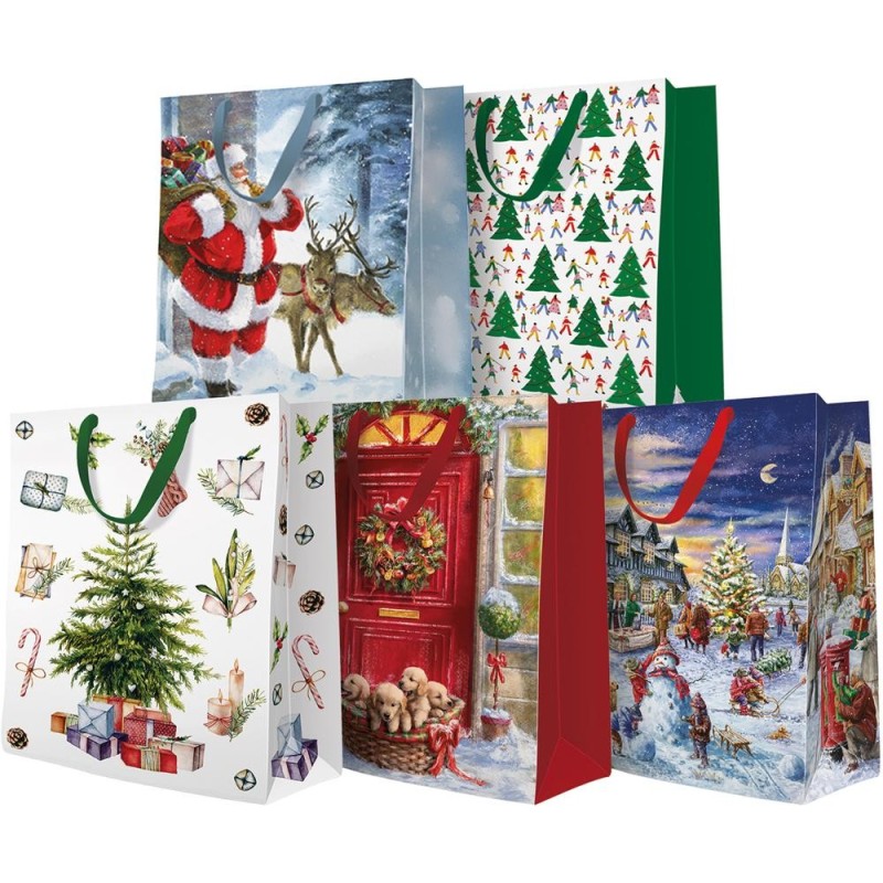 Set 10 x Pungi Cadou Mari, Mix Craciun, 30 x 41 x 12 cm, Perfecto