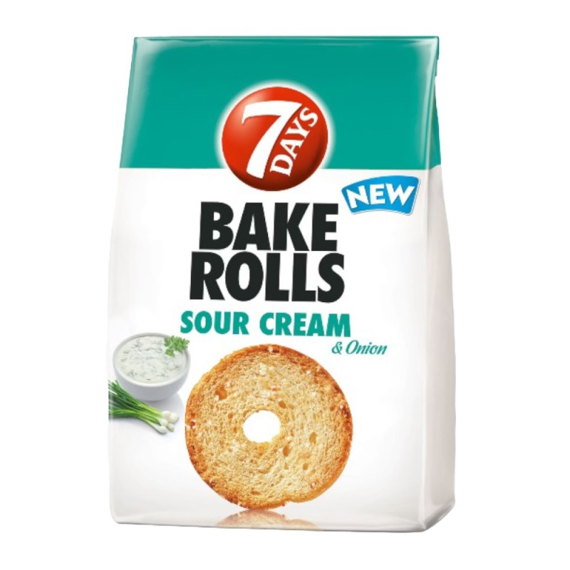 Set 10 x Rondele Crocante de Paine cu Smantana si Ceapa, Bake Rolls, 7 Days, 80 g