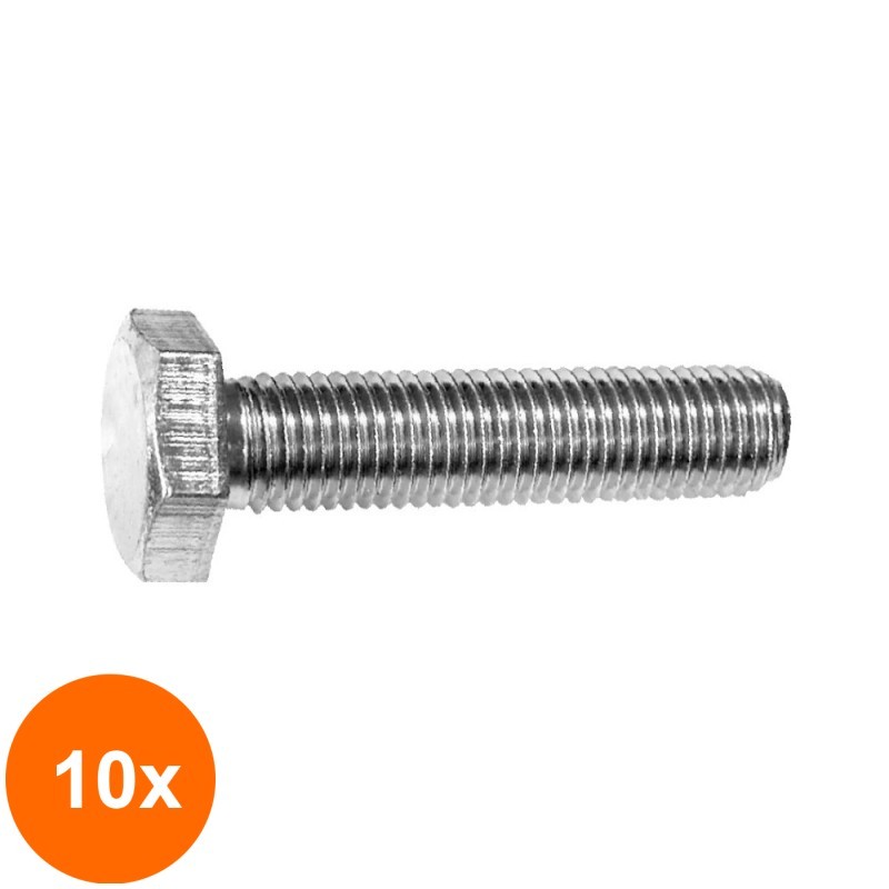 Set 10 x Surub Cap Hexagonal Total Filetat 933 Inox A2-M12 x 45