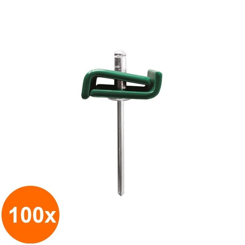 Set 100 x Clema de Inadire Panou Gard 20 x 2 mm, Vopsit RAL 6005