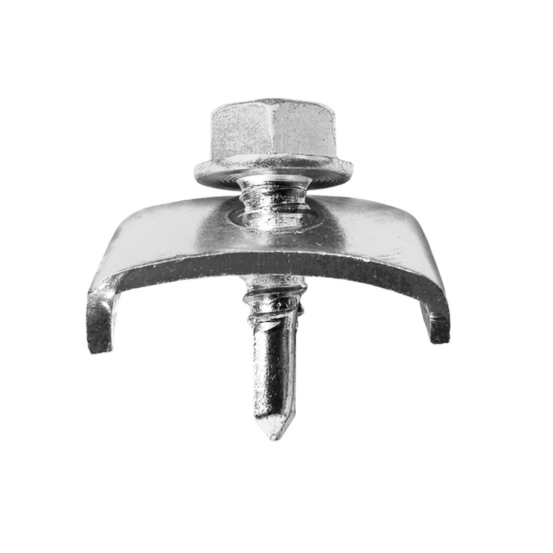 Set 100 x Clema Fixare Gard Bordurat pentru Stalpi Rotunzi, 6.3 x 25 mm, DIN 7504K, Zincat