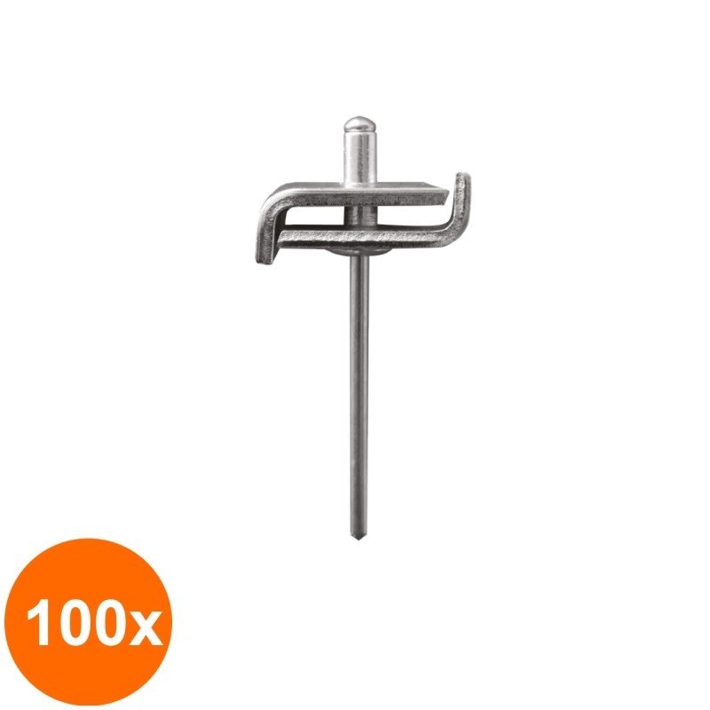 Set 100 x Clema Inadire Panou Gard 20 x 2 mm, Vopsit Zincat