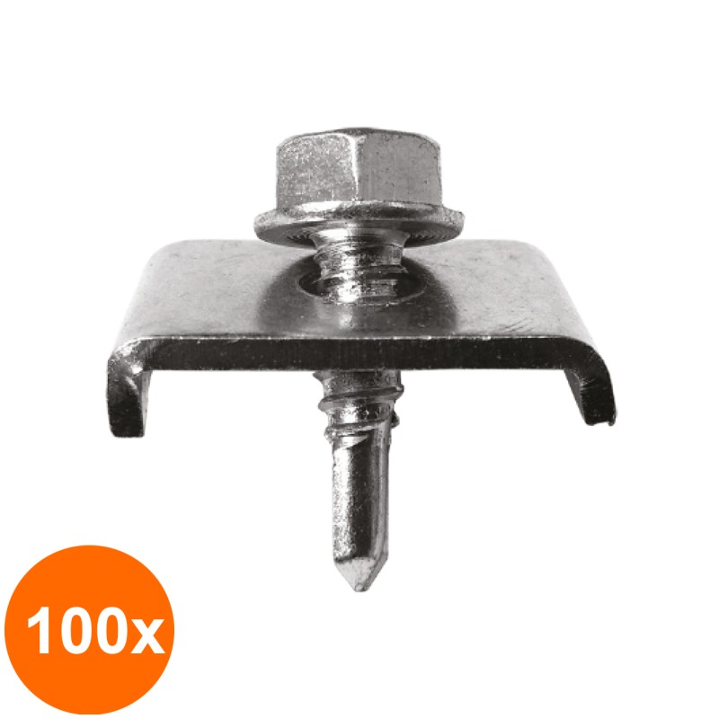 Set 100 x Clema Prindere Gard Bordurat 6.3 x 25 mm, DIN 7504K, Vopsit RAL 6005