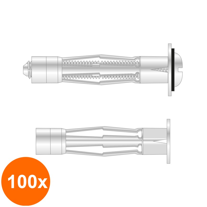 Set 100 x Dibluri Rigips Metalice de Expansiune cu Surub M6x58 I.INCO658S