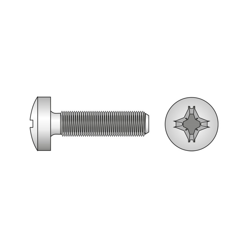 Set 100 x Surub Cap Bombat Locas Cruciform 7985 Otel Gr.4.8 Zincat-M5 X 40
