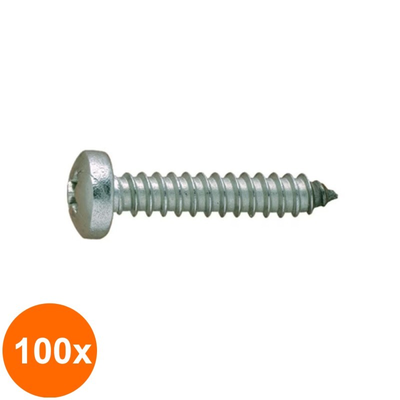 Set 100 x Surub Cap Bombat pentru Tabla 7981 Otel Zincat-5.5 x 70