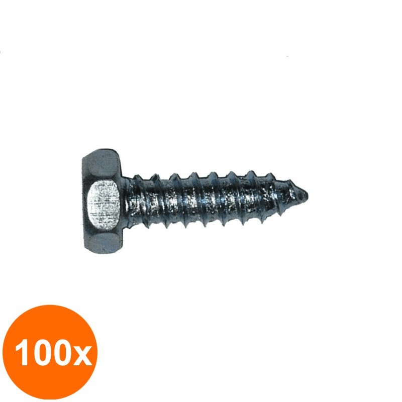 Set 100 x Surub Cap Hexagonal Pentru Tabla Forma C 7976 Otel Zincat-5.5 x 22