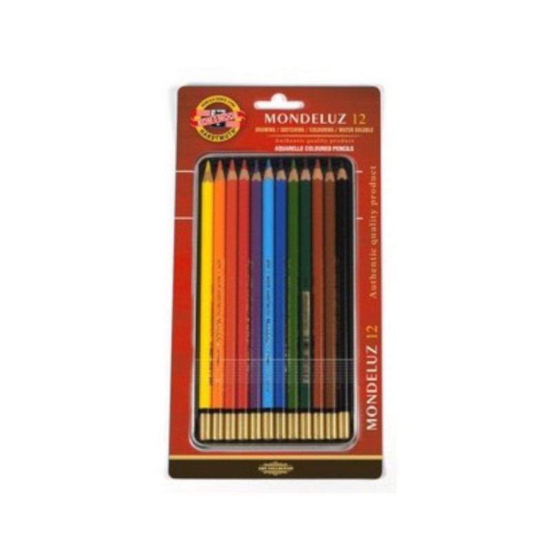 Set 12 Creioane Colorate, Aquarell Mondeluz, Cutie Metalica