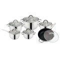Set 12 Piese, 6 Vase din Inox, Compatibile cu Plita cu Inductie, cu Capace din Sticla, Grunberg GR15131