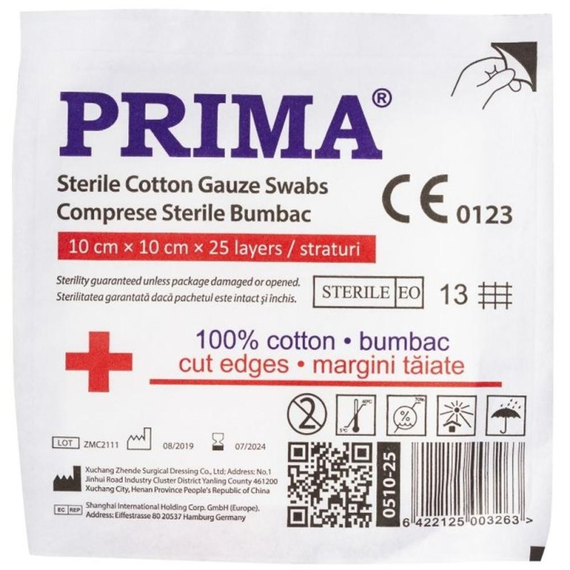 Set 12 x 25 Comprese Sterile Tifon, 10 cm x 10 cm, Material Tesut, Prima