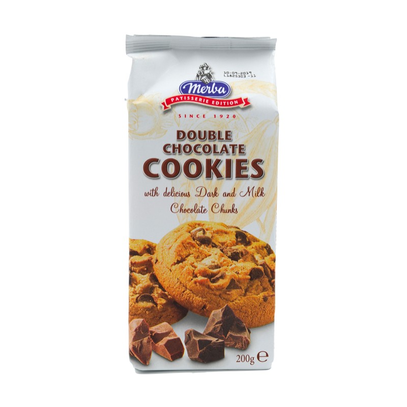 Set 12 x Biscuiti Dubli cu Bucati de Ciocolata, Merba, 200 g