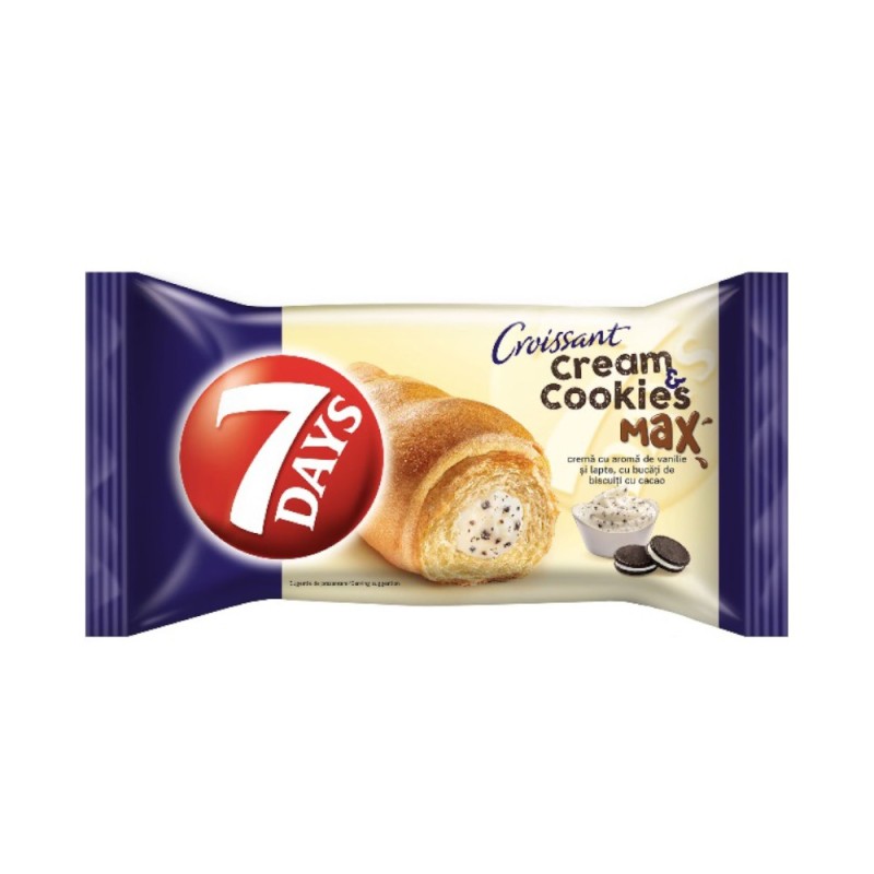 Set 12 x Croissant cu Crema de Vanilie si Biscuiti, 7 Days Max, 80 g