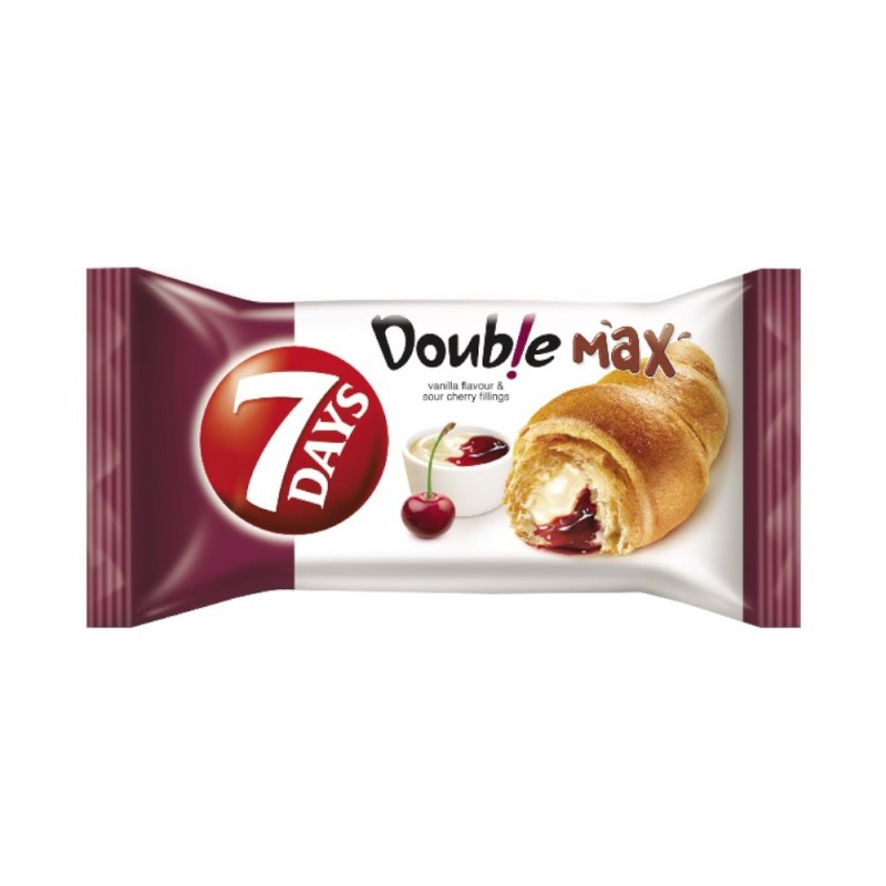 Set 12 x Croissant cu Crema de Vanilie si Cirese, 7 Days Double, 80 g