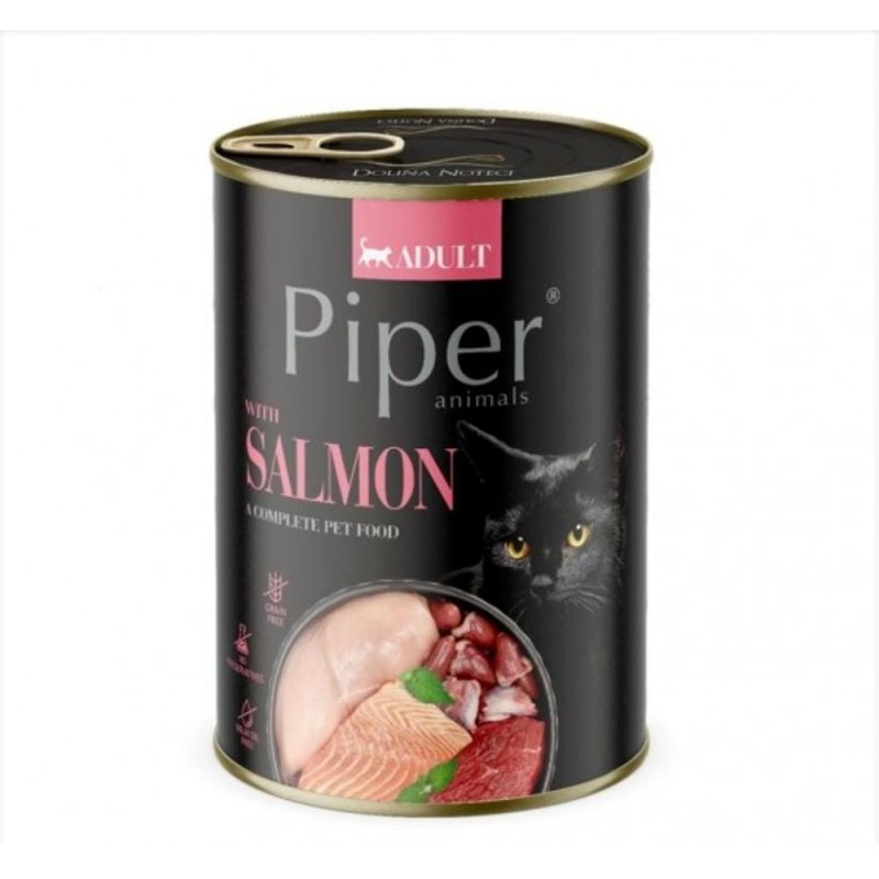 Set 12 x Hrana Umeda pentru Pisici cu Somon, 400 g, Piper Cat