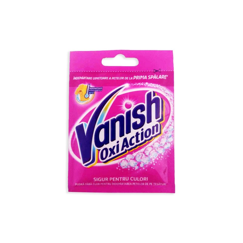 Set 12 x Pudra pentru Indepartarea Petelor Vanish Oxi Pink, Plic 30 g