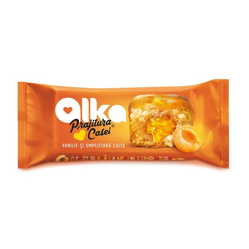 Set 14 x Prajitura Casei cu Vanilie si Umplutura de Caise Alka, 35 g