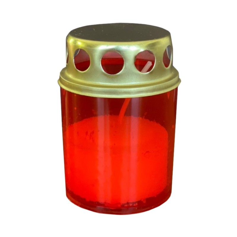 Set 18 x Candela Plastic Rosu cu Capac Metalic, 12 Ore