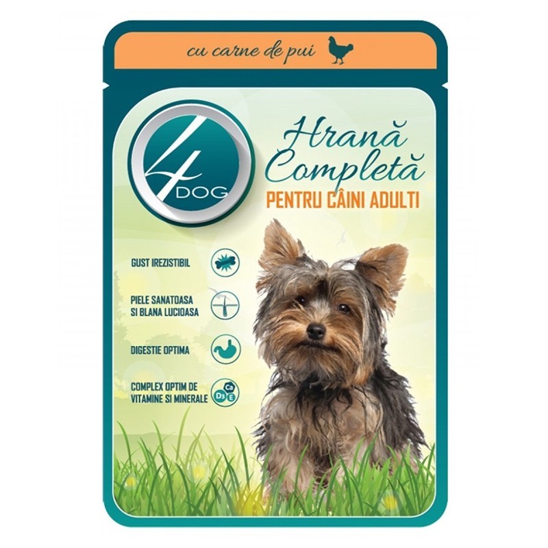 Set 18 x Hrana Umeda pentru Caini 4 Dog, cu Pui, 100 g