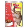 Set 18 x Hrana Umeda pentru Pisici Miau-Miau, Vita in Sos, Plic, 100 g