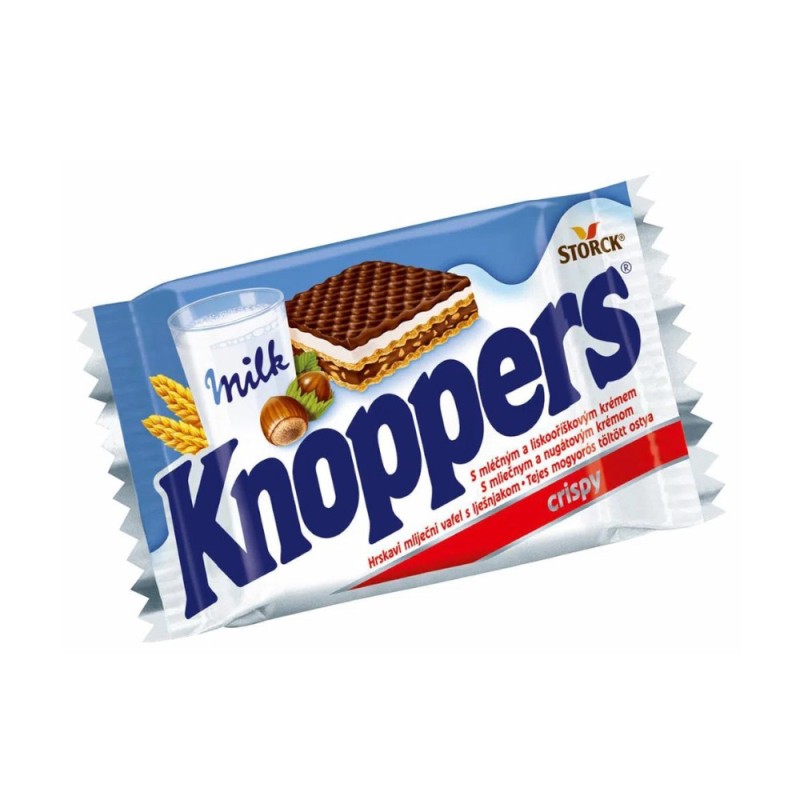 Set 18 x Napolitana Crocanta, Knoppers, cu Crema de Lapte si Alune, 25 g