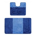 Set 2 Covorase pentru Baie, 60 x 100 cm, 50 x 60 cm, Albastru Inchis, Sile 2582