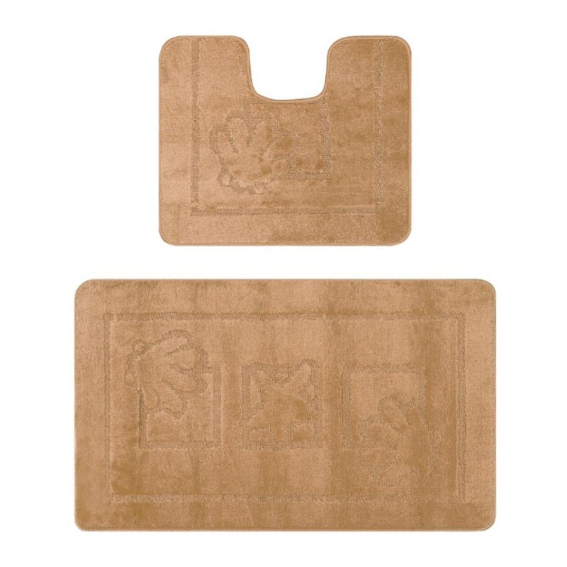Set 2 Covorase pentru Baie, 60 x 100 cm, 50 x 60 cm, Antiderapante, Bej, Maritime 2546