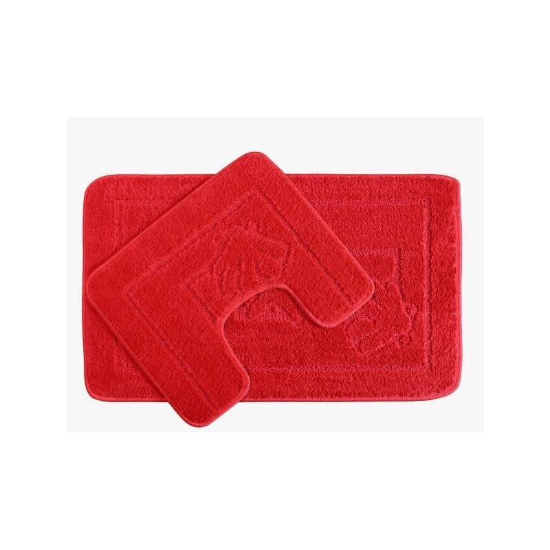 Set 2 Covorase pentru Baie, 60 x 100 cm, 50 x 60 cm, Rosu, Model Maritime