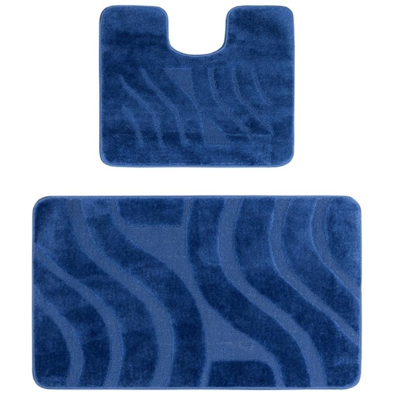 Set 2 Covorase pentru Baie, Albastru, 50 x 80 cm, 40 x 50 cm, Antiderapante, Symphony 2582