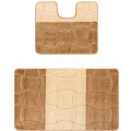 Set 2 Covorase pentru Baie Antiderapante, 60 x 100 cm, 50 x 60 cm, Maro Deschis, Sariyer 2546