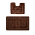 Set 2 Covorase pentru Baie Antiderapante, 60 x 100 cm, 50 x 60 cm, Maro, Maritime 2518