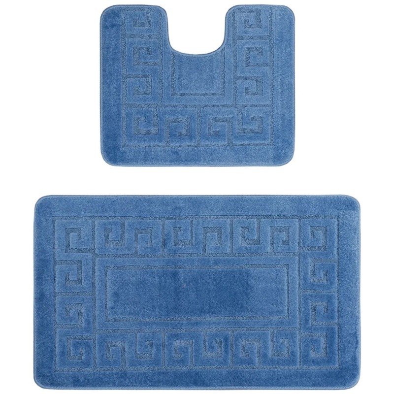 Set 2 Covorase pentru Baie, Blue, 50 x 80 cm, 40 x 50 cm, Antiderapante, Ethnic 2509